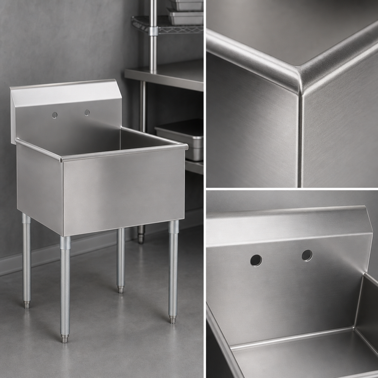 Product image #3 for Eagle Group One-Compartment Utility Sink with 24 x 24 x 13-3/8-Inch Bowl, 16-Gauge 430 Stainless Steel