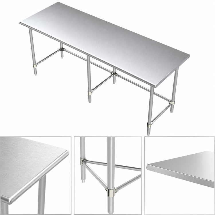 Product image #3 for Sapphire Manufacturing 84-Inch x 18-Inch Stainless Steel Work Table with Galvanized Base