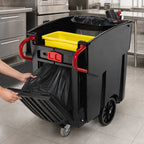 Thumbnail image #3 for Rubbermaid Commercial Products BRUTE FG9W7300BLA 120-Gallon Black Plastic 3-Wheel Waste Collector with Rear Door, Without Lid