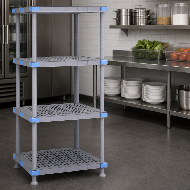 Product image #3 for Quantum Millenia 24"W x 24"D x 62"H 4-Shelf Polymer Starter Shelving Unit, Gray