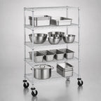 Thumbnail image #3 for Metro Super Erecta N536BC 4-Shelf Wire Stem Caster Cart, 36W x 24D x 69H, Chrome, 600 lb. Capacity