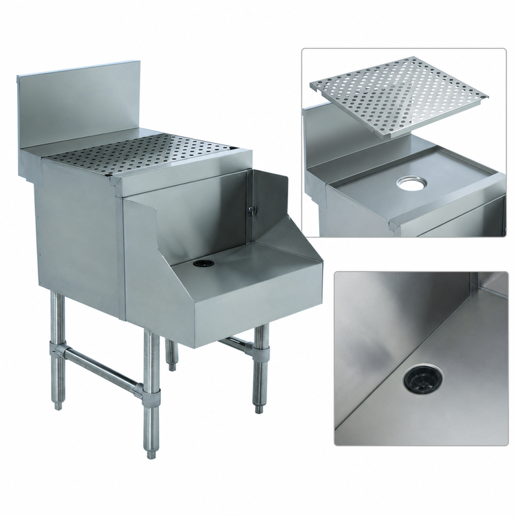 Product image #3 for Advance Tabco Prestige 12-Inch Wide Stainless Steel Blender Station with Drainboard Top and Recessed Shelf