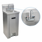 Thumbnail image #3 for BK Resources BKHS-W-1410-PED-P-G Pedestal Hand Sink with Splash-Mount Faucet, 14 x 10 x 5-Inch Bowl, 304 Stainless Steel