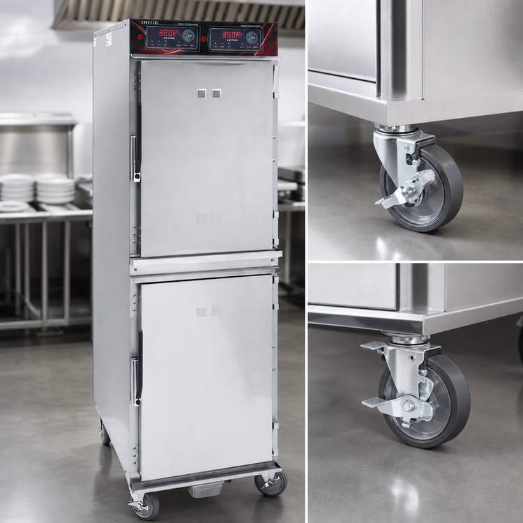 Product image #3 for Cres Cor Mobile Full-Height Two-Compartment Radiant Cook-and-Hold Cabinet, Stainless Steel