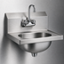 Thumbnail image #3 for Traditional Wall-Mount Hand Sink with Splash-Mounted Gooseneck Faucet and Basket Drain