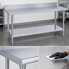 Thumbnail image #3 for Duke Manufacturing 314S-36144-5R Stainless Steel Work Table, 14-Gauge 300 Series Top, 5-Inch Riser, Open Undershelf, 36 x 144 Inches