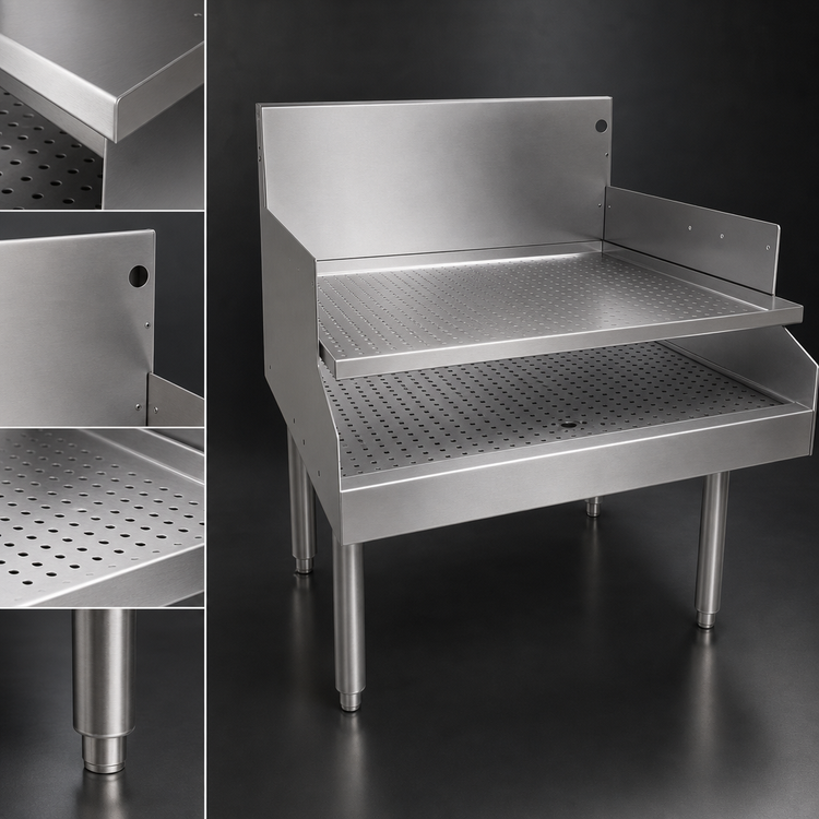 Product image #3 for Glastender Free-Standing Recessed Stainless Steel Drainboard, 30"W x 29"D
