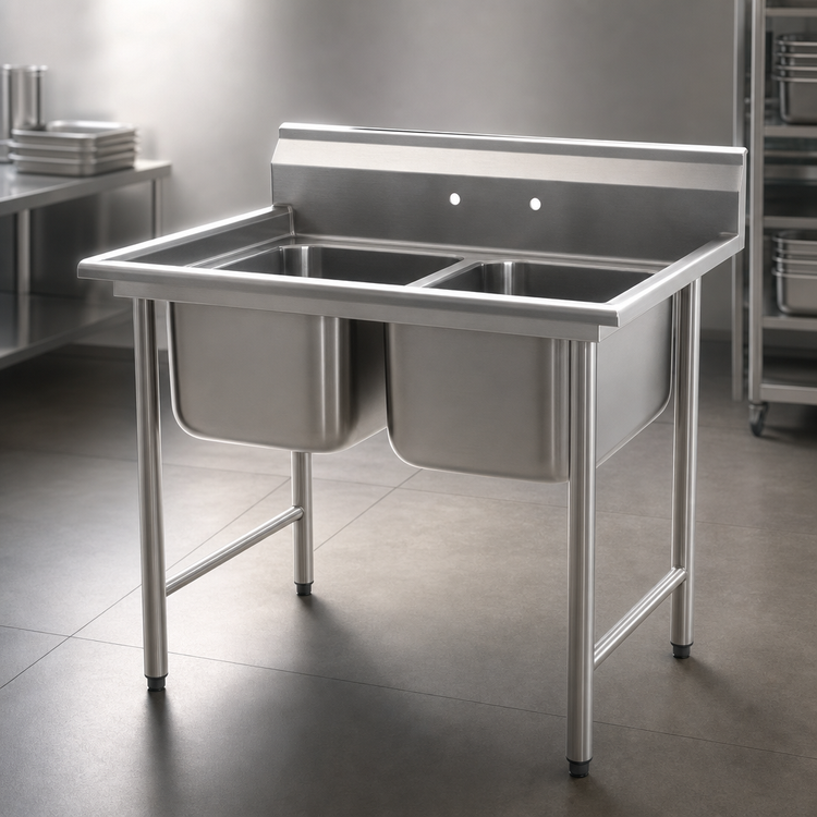 Product image #3 for Eagle Group 414 Series 2-Compartment Commercial Sink with Stainless Steel Top and Legs