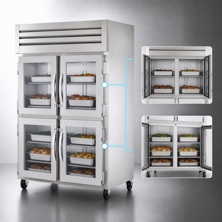 Product image #3 for True SPEC SERIES Two-Section Standard Depth Reach-In Heated Holding Cabinet with 4 Glass Half Doors