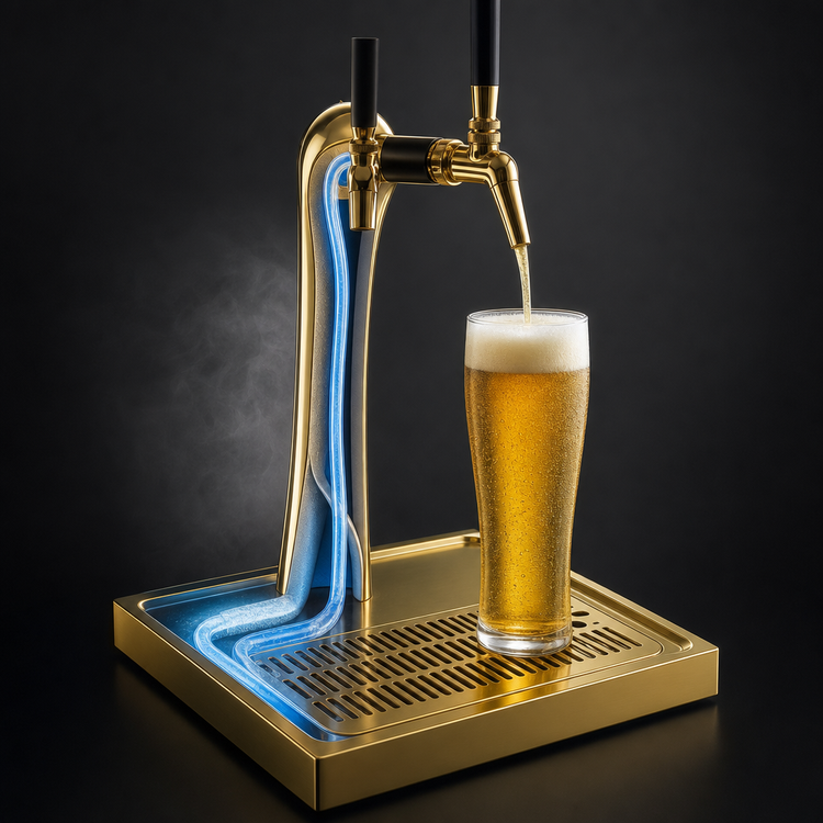 Product image #3 for Perlick Lucky Countertop Glycol-Cooled Single-Faucet Draft Beer Tower, Gold Finish