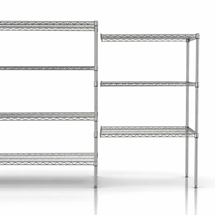 Product image #3 for Metro Super Erecta Add-On Wire Shelving Unit, 48"W x 21"D x 63"H, 4 Shelves, Brite Finish