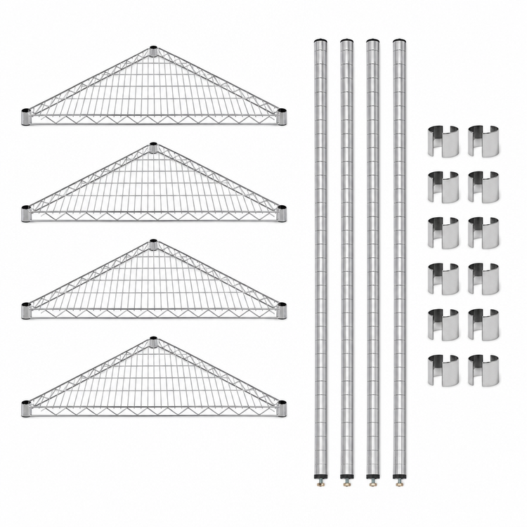 Product image #3 for Quantum WR74-1836CRNC 36 Inches x 18 Inches Wire Shelving Starter Kit — 4-Shelf 5-Sided Chrome (Knocked Down)