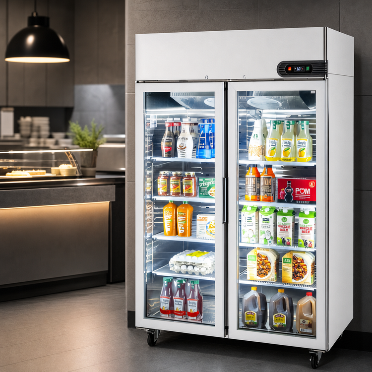 Product image #4 for 2-Section Glass Door Reach-In Refrigerator, 43.2 Cu. Ft., Top-Mount Self-Contained, Stainless Steel