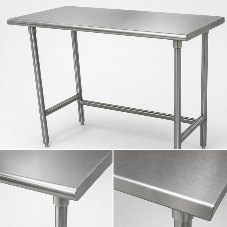 Product image #3 for Advance Tabco TSAG-366 72 Inch x 36 Inch Open Base Stainless Steel Work Table, 16 Gauge 430 Top