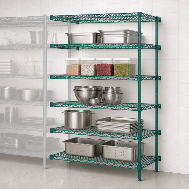 Product image #3 for Eagle Valu-Gard 5-Tier Wire Add-On Shelving Unit, 60 x 24 x 86 Inches, Green Epoxy Finish