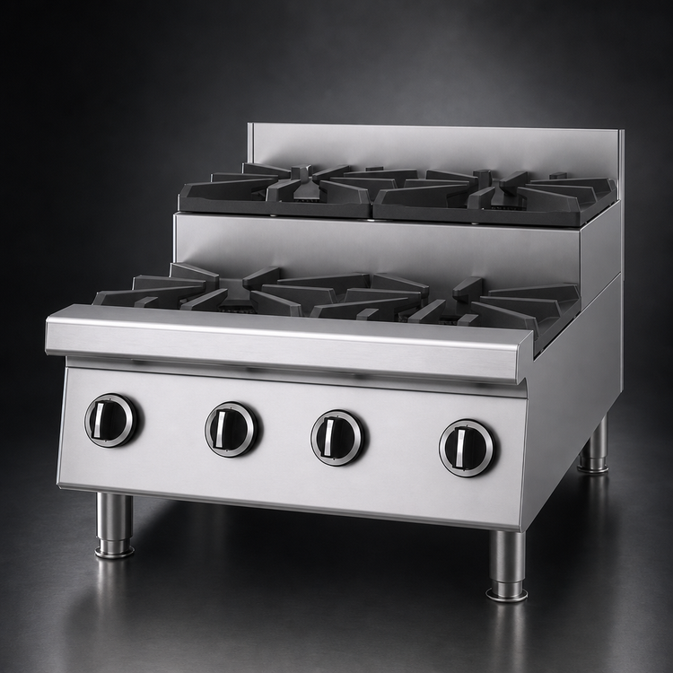 Product image #3 for Garland Starfire Heavy-Duty 24-Inch Countertop Gas Step-Up Hot Plate with 2 Open Burners and 2 Step-Up Open Burners