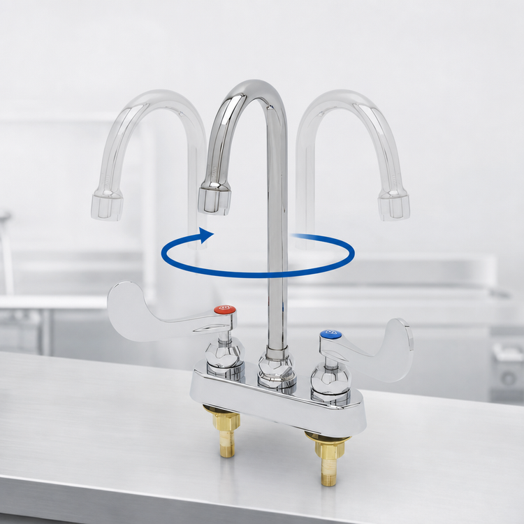 Product image #3 for Workboard Mixing Faucet with Swivel Gooseneck Spout, 4-Inch Deck Mount, 4-Inch Centers