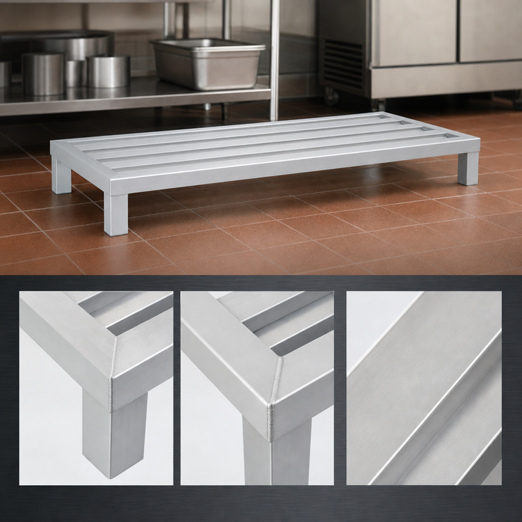 Product image #3 for John Boos 1-Tier Square Bar Aluminum Dunnage Rack, 48 x 24 x 12 Inches, 1,500 lb Capacity