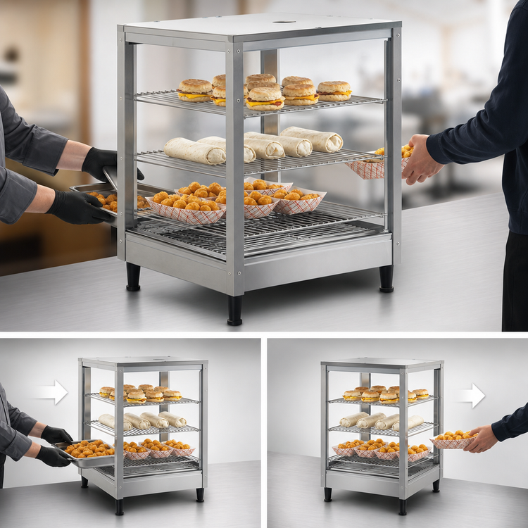 Product image #3 for Nemco 6455-2 Countertop Pass-Thru Heated Food Merchandiser with 3 Shelves