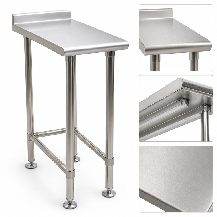 Product image #3 for Eagle Deluxe Series 12 Inch x 30 Inch Stainless Steel Filler Table with 1-1/2 Inch Rear Upturn