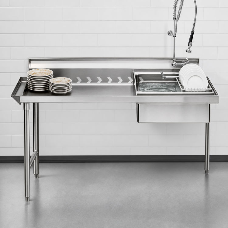 Product image #3 for Eagle Group Straight Soiled Dishtable with 20 x 20 x 5-Inch Pre-Rinse Sink, Left-to-Right, 60 x 30 Inches
