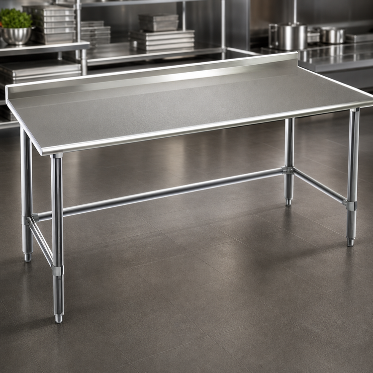 Product image #3 for Eagle Group Deluxe Series Stainless Steel Work Table, 60"W x 30"D, 16-Gauge Top, 1-1/2" Rear Up-Turn