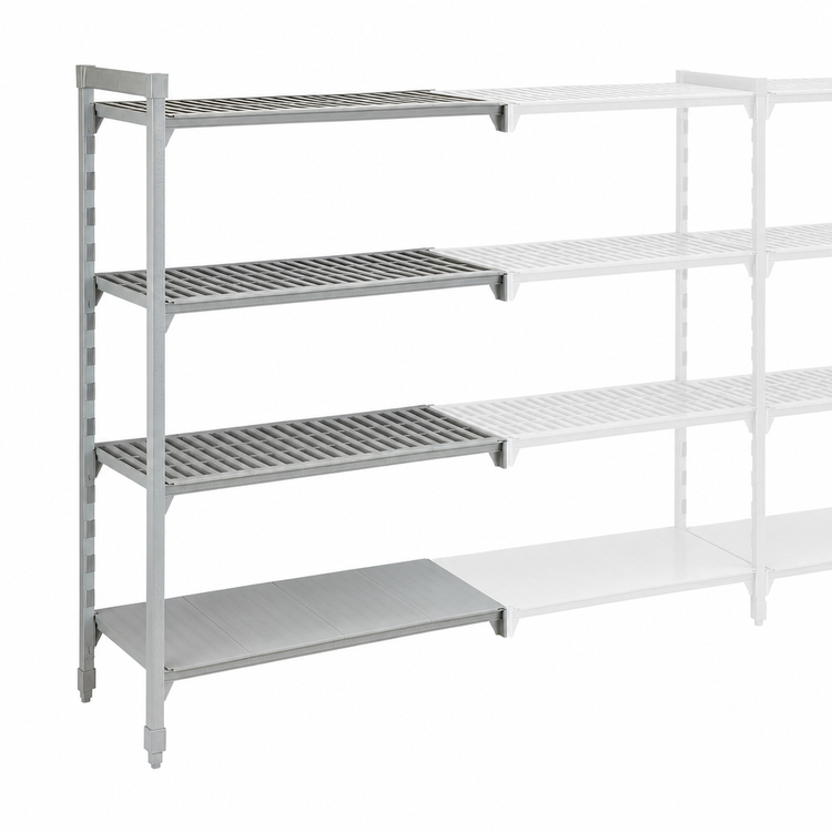 Product image #4 for Cambro Camshelving Premium 4-Tier Add-On Shelving Unit, 21 x 30 x 72 Inches, Louvered & Solid, Speckled Gray