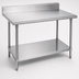 Thumbnail image #3 for Advance Tabco 120 x 24-Inch 16-Gauge 304 Stainless Steel Work Table with 5-Inch Backsplash and Adjustable Undershelf