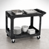 Thumbnail image #3 for Flat Shelf Utility Bus Cart, 2 Shelves, 44 x 26 x 33 Inches, 500 lb Capacity, Black