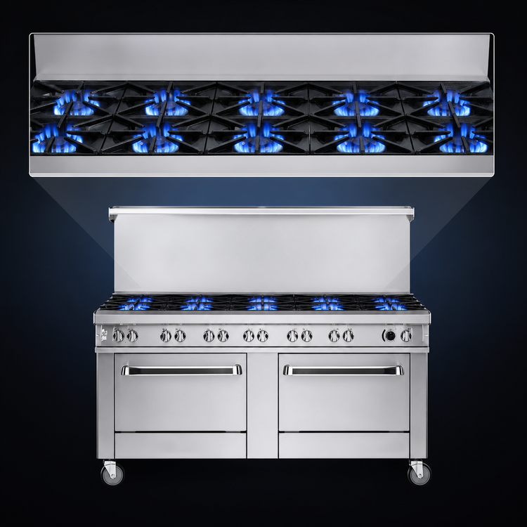 Product image #3 for Southbend Ultimate 72-Inch Gas Restaurant Range with 12 Non-Clog Open Burners and 2 Standard Ovens