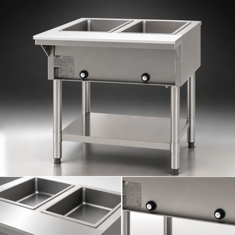 Product image #3 for Eagle Group Electric Hot Food Table with 2 Dry Wells, Open Shelf Base, 33 Inch Wide, 120V