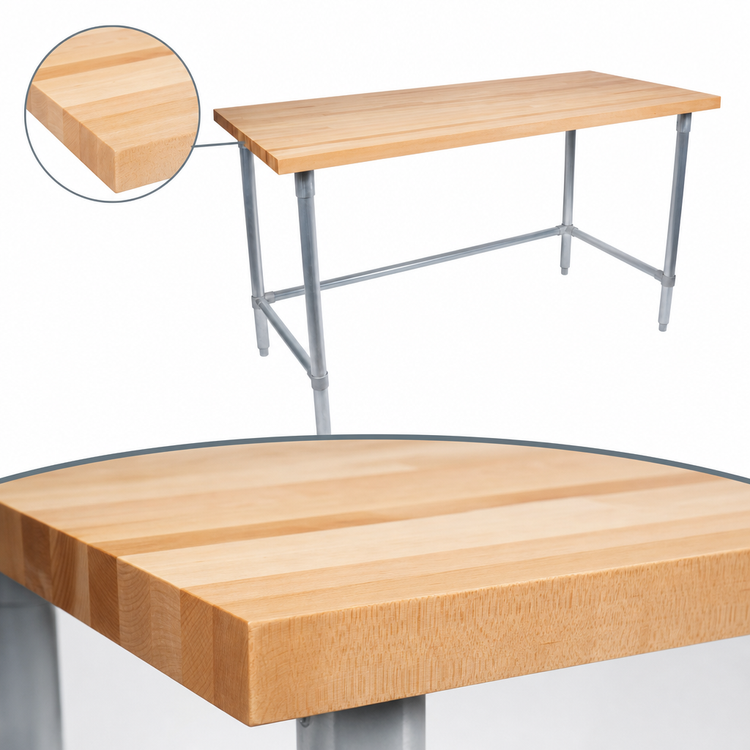 Product image #3 for John Boos HNB11 96-Inch x 30-Inch Northern Hard Rock Maple Wood Top Work Table with Galvanized Base