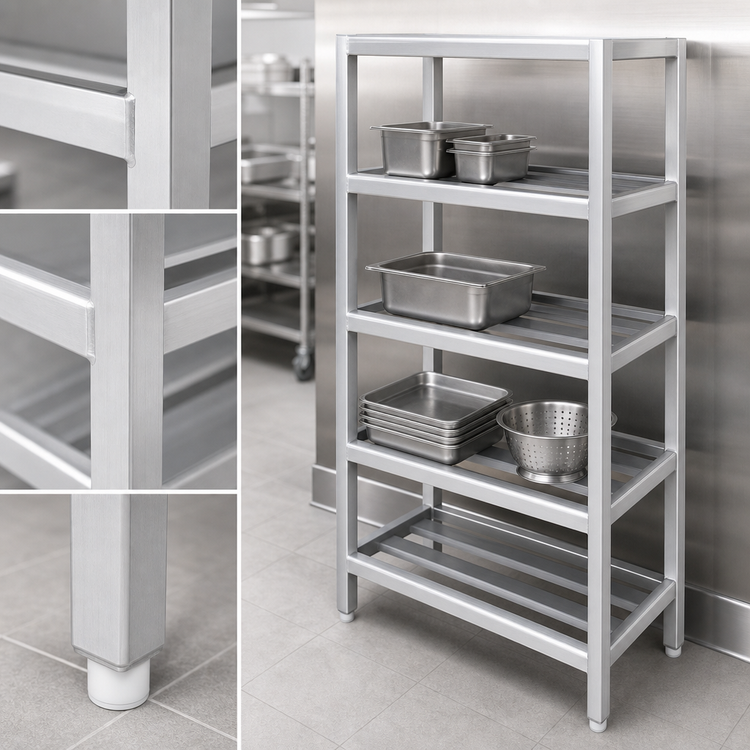 Product image #3 for Channel Manufacturing ED2036-4 4-Shelf Tubular Aluminum Dunnage Shelving Rack, 36W x 20D x 64H