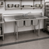 Thumbnail image #3 for Eagle Group 90-Inch Wide Three-Compartment Coved Corner Sink with Dual 18-Inch Drainboards
