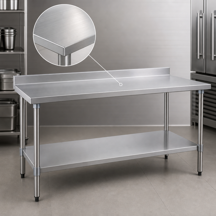Product image #3 for Deluxe Series 60-Inch x 24-Inch Stainless Steel Work Table with 4-1/2-Inch Backsplash and Adjustable Undershelf