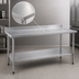 Thumbnail image #3 for Deluxe Series 60-Inch x 24-Inch Stainless Steel Work Table with 4-1/2-Inch Backsplash and Adjustable Undershelf