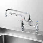Thumbnail image #3 for T&S Brass UltraRinse B-0221-U12-CR 8" Adjustable-Center Deck-Mount Mixing Faucet with 12" Swing Nozzle and 10" Spray Arm