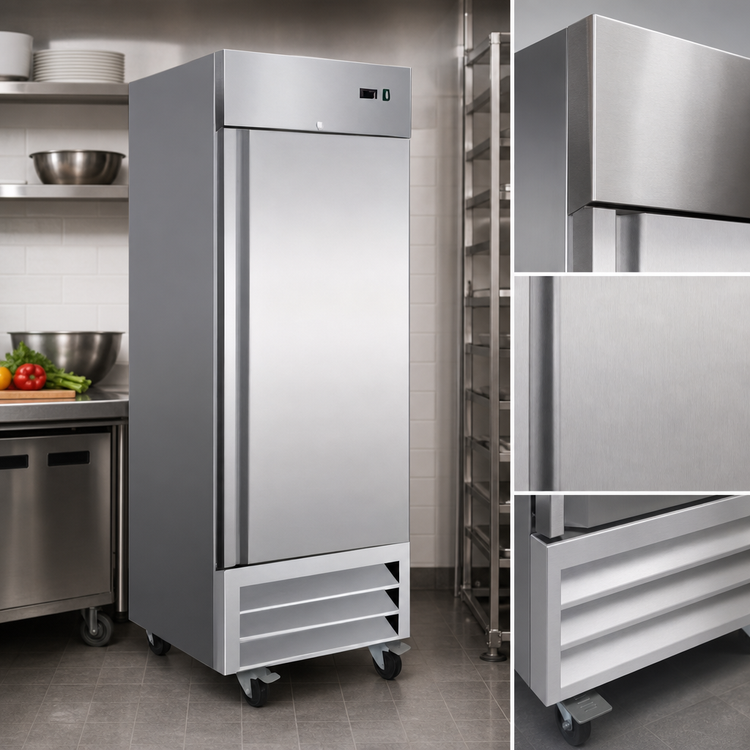 Product image #3 for Serv-Ware 19 Cu. Ft. 1 Door Reach-In Refrigerator, Bottom-Mounted, Stainless Steel