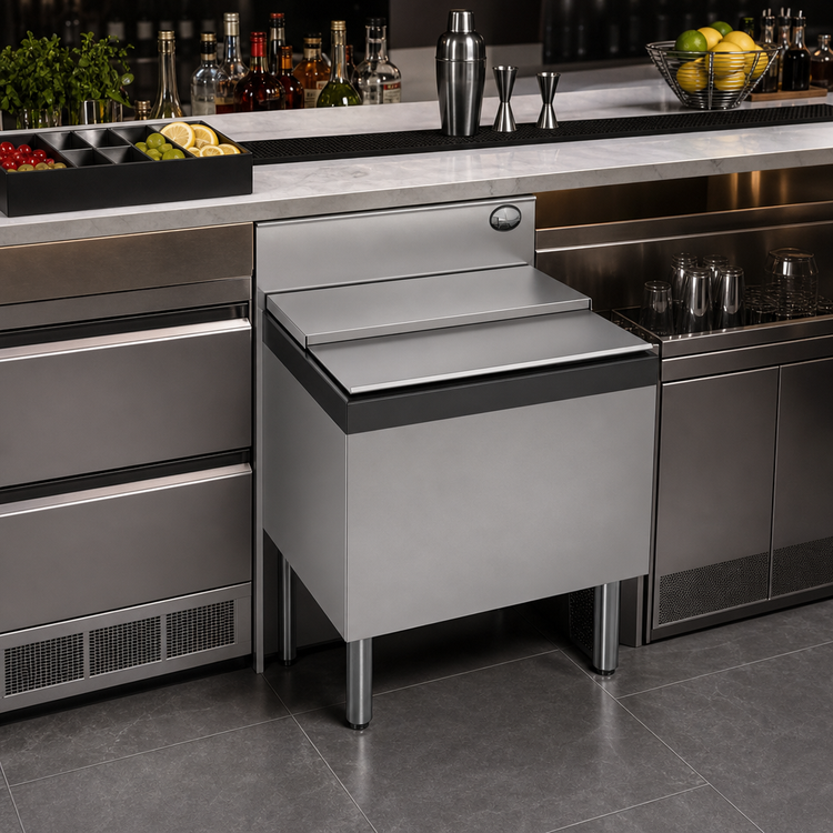 Product image #3 for Perlick Top Shelf Modular Underbar Ice Bin/Cocktail Unit, 24"W x 24"D, 80-lb Ice Capacity