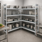 Thumbnail image #3 for Fermod Fermostock 4R59A83-CE 4-Tier Corner Expansion Polymer Shelving Unit, 59W x 14D x 83H, Gray