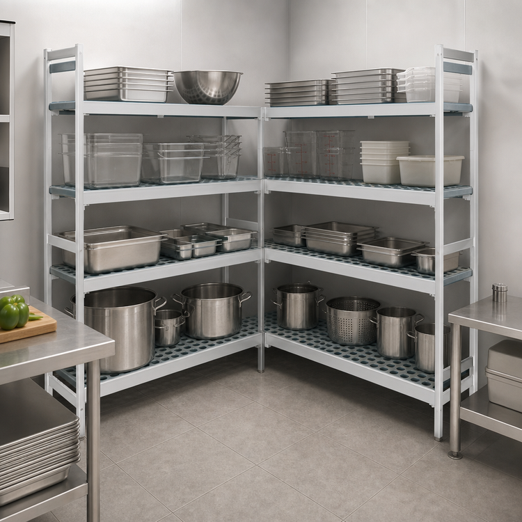 Product image #3 for Fermostock 4-Tier Corner Expansion Polymer Shelving Unit, 59W x 14D x 83H