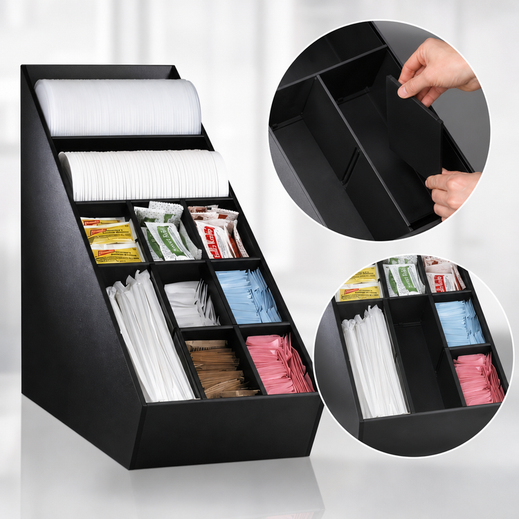 Product image #3 for Dispense-Rite Narrow Lid, Straw & Condiment Organizer with Removable Dividers