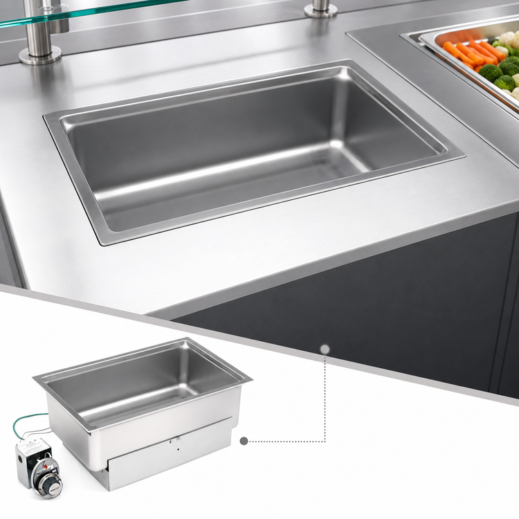 Product image #3 for Economy Built-In Bottom-Mount Rectangular Drop-In Electric Food Warmer, Single 12 x 20 Well