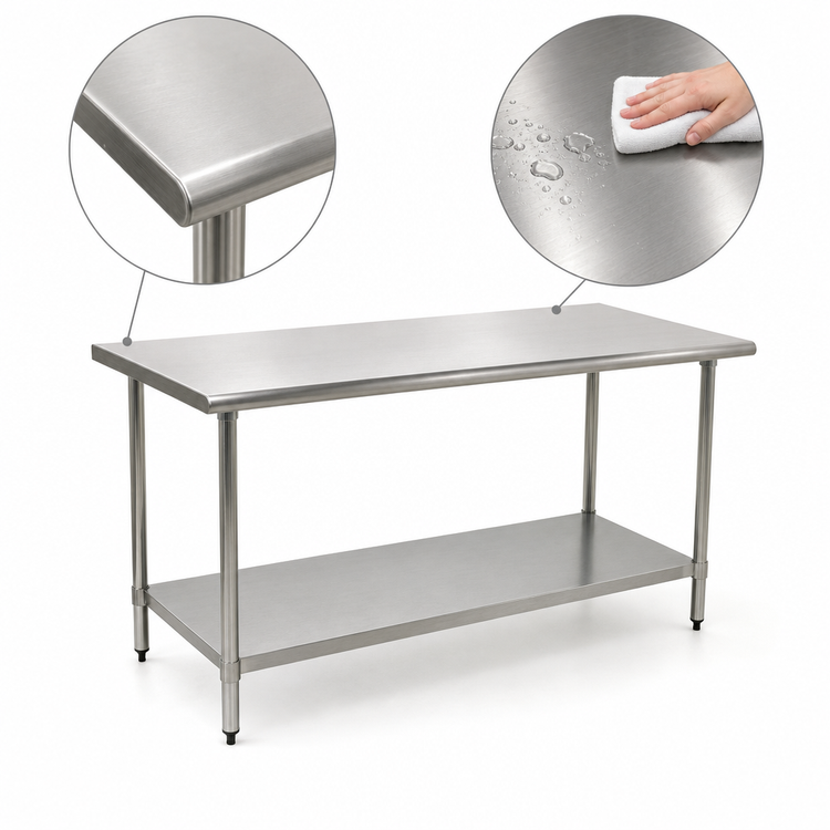 Product image #3 for BlendPort® Deluxe Series 30" x 30" Stainless Steel Corner Work Table with Adjustable Undershelf