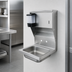 Thumbnail image #3 for BK Resources Wall-Mounted 14 x 10 T-304 Stainless Steel Hand Sink with Integral Towel Dispenser