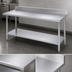 Thumbnail image #3 for Duke 400 Series Stainless Steel Work Table with 5-Inch Riser and Galvanized Undershelf, 108 x 36 Inches