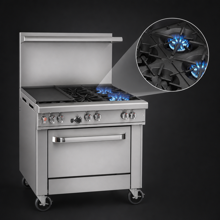 Product image #3 for Southbend Ultimate 36-Inch Commercial Gas Restaurant Range with 2 Star/Sauté Burners and 24-Inch Thermostatic Griddle, Cabinet Base