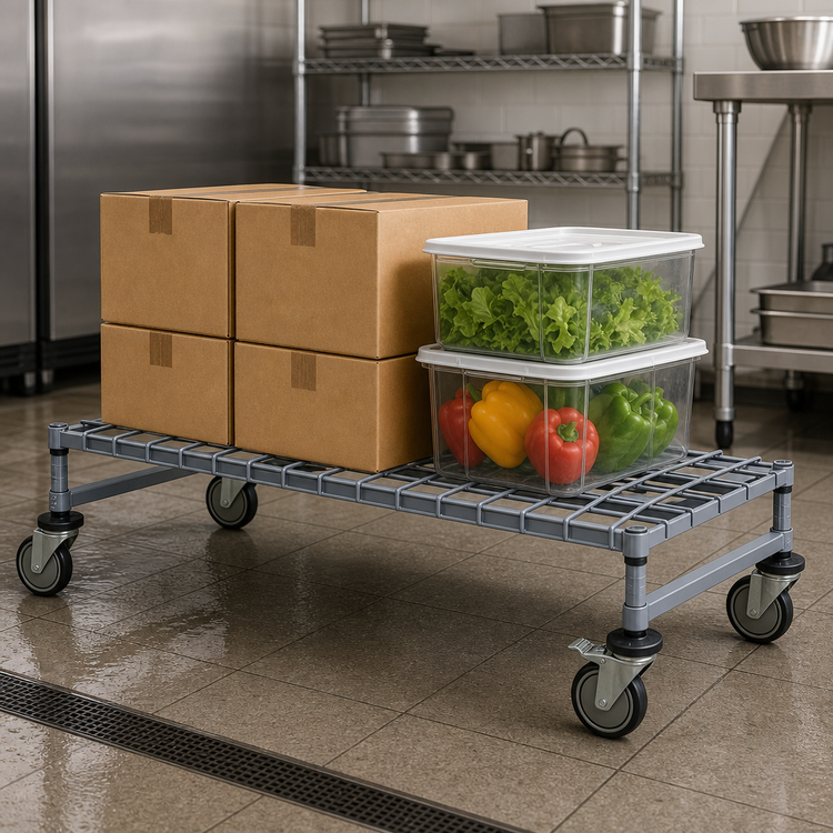 Product image #3 for Quantum Mobile Wire Dunnage Platform Rack with Casters, 48 x 24 x 12 Inches, Gray Epoxy
