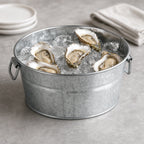 Thumbnail image #3 for American Metalcraft MTUB63 27 Oz. Round Galvanized Tin Cooling Tub with Side Handles Case of 24