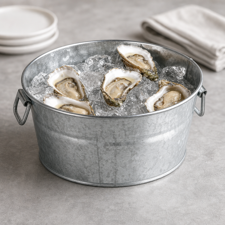 Product image #3 for American Metalcraft 27 oz. Round Galvanized Tin Cooling Tub with Side Handles